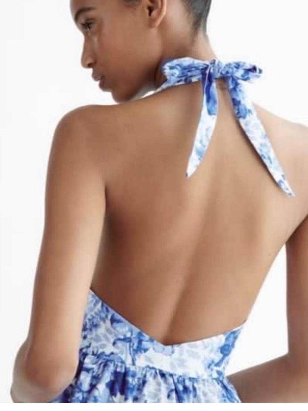 Zara Blue Floral Halter Maxi Dress